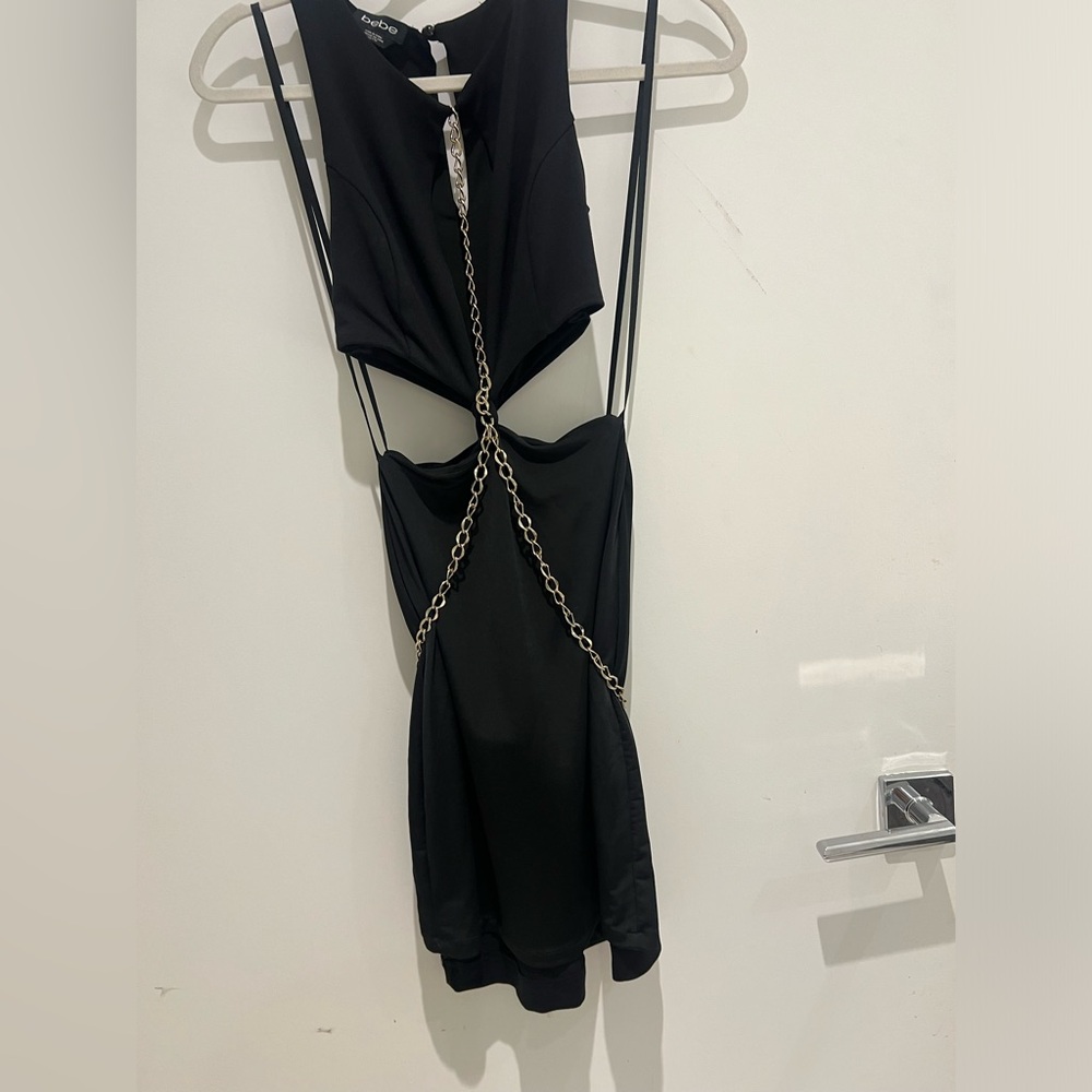 Bebe little black dress bodycon with cut out detail